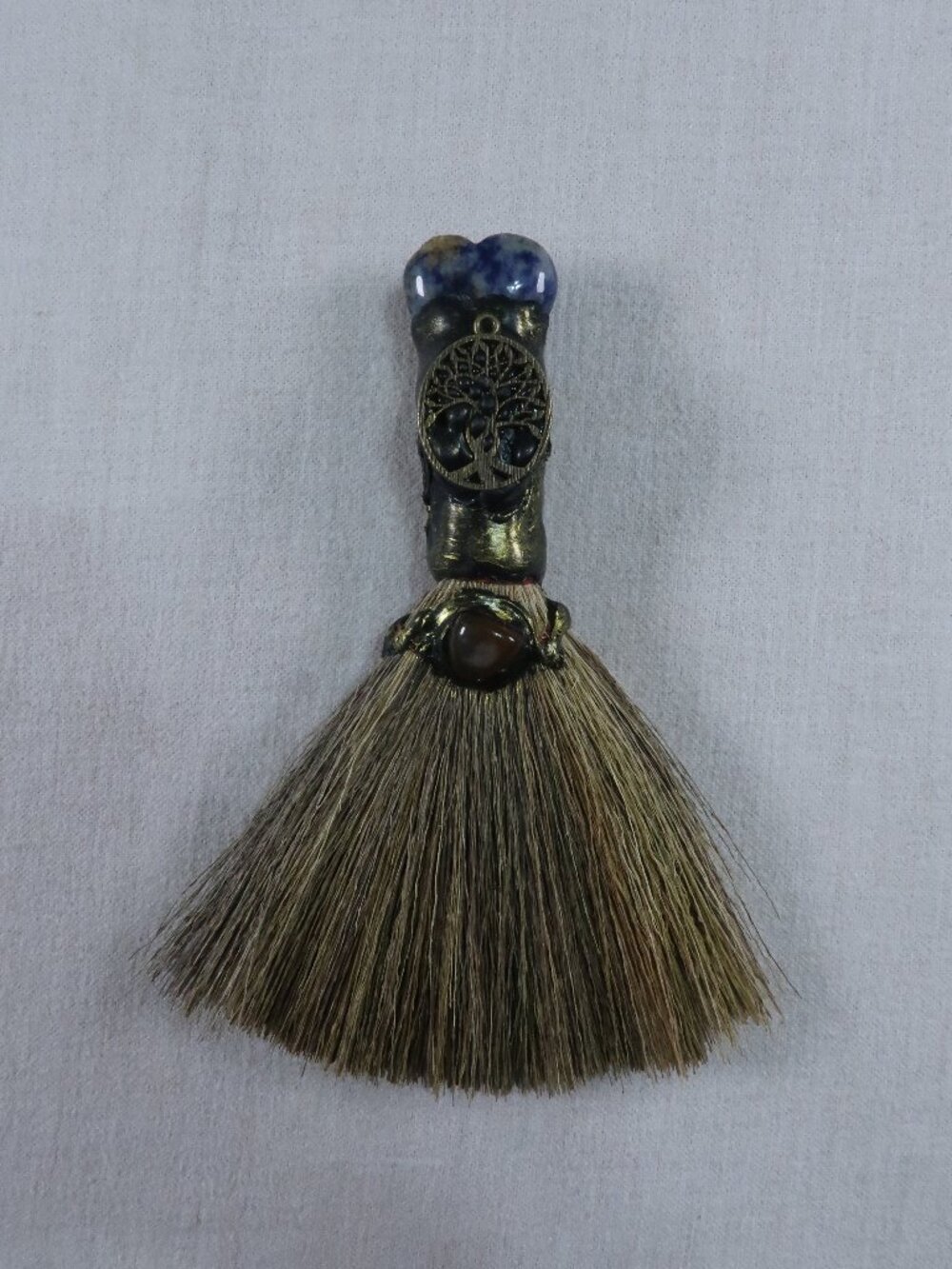 Handmade Tree of Life Crystal Stone Whisk Broom Witchy Boho Decor